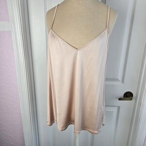Hanro Satin Deluxe Camisole Top Size  XL Nude Viscose Spandex Lingerie